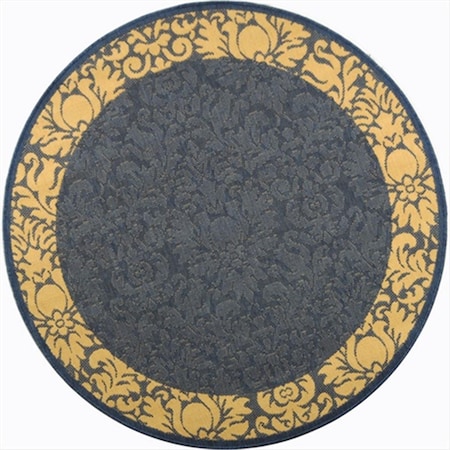 Safavieh 5 Ft. -3 In. X 5 Ft. -3 In. Round Indoor-Outdoor Courtyard- Blue And Natural- Machine Made Rug CY2727-3103-5R